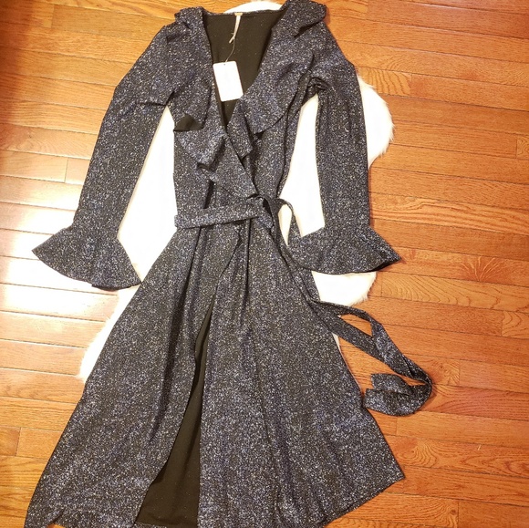 Free People One More Time Shimmer Midi Wrap Dress - Picture 5 of 8